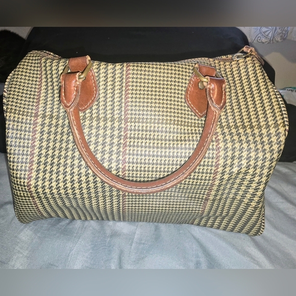 Vintage Ralph Lauren Brown Houndstooth Boston Bag - Picture 4 of 10